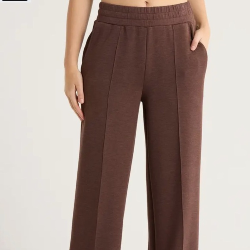 Varley Brown Wide-Leg Ponte Pants
